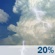 This Afternoon: A 20 percent chance of showers and thunderstorms before 4pm.  Partly sunny, with a high near 69. West southwest wind 13 to 15 mph, with gusts as high as 22 mph. 